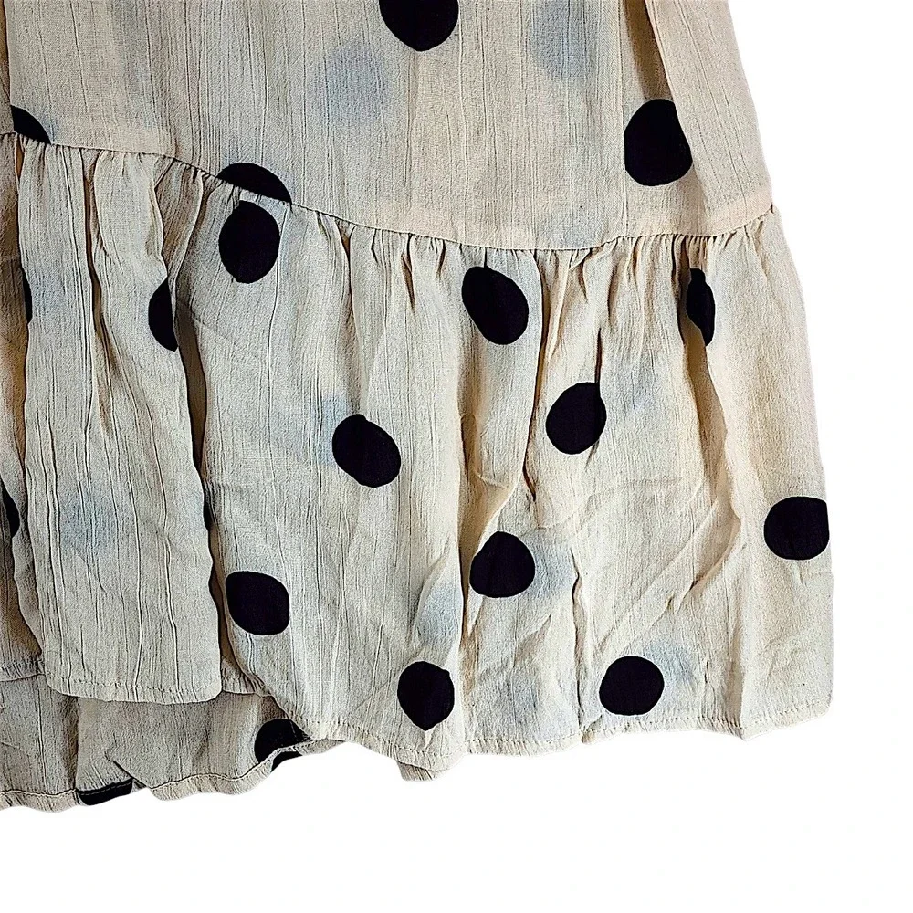 Seraphine Maxi Dress 12 Carmen Cream Black Polka Dot Shirred Boho Maternity NEW